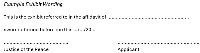 Example Exhibit Wording