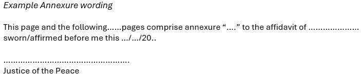 Example Annexure Wording