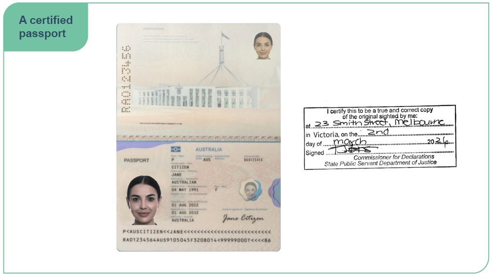 Example of certified passport
