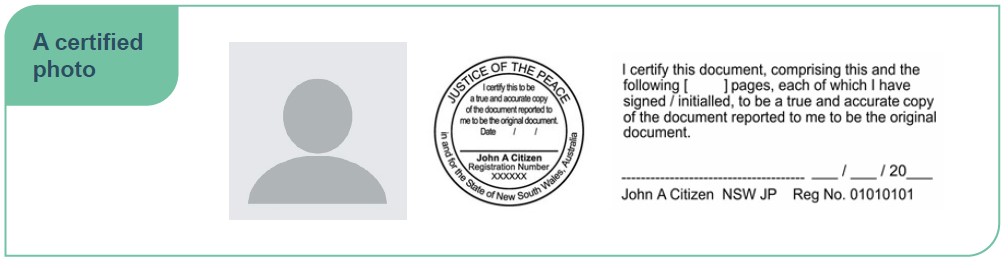 Example of certified photo
