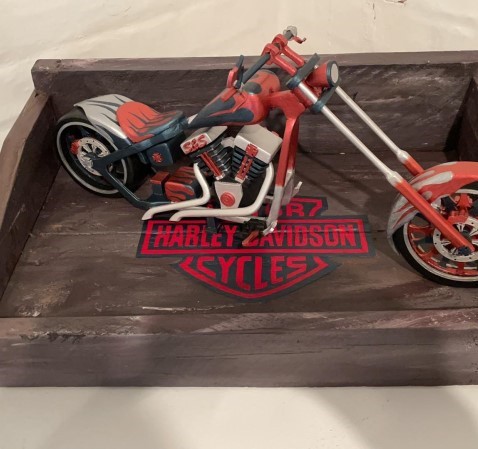 Scale model of a Harley Davidson motorcycle